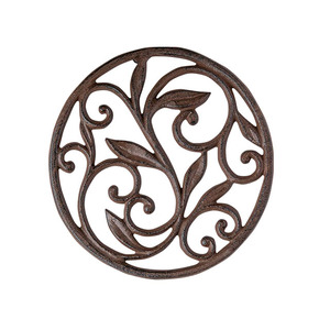 Salvamanteles de hierro fundido, salvamanteles de metal decorativo para platos calientes, ollas, cocina, pies de goma con tapas de mesa de comedor, hierro fundido sólido - Product Image 3