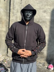 Sweat à capuche zippé personnalisé avec strass en gros |   Vêtements de rue unisexes en molleton 100% coton pour l'hiver, multicolores, écologiques et respirants - Product Image 4