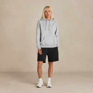 Soft light grey 100% cotton fleece <b>hoodie</b> featuring a <b>comfy</b> hood, front pocket, ribbed cuffs and hem, perfect for daily casual - Product Image 4