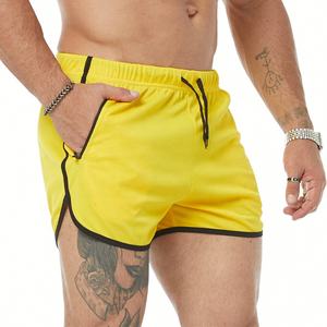 Double couche Sporty Solid Hommes Taille haute élastique Anti-Uv Quick Dry Tight Stretch Fitness Training Marathon Running Shorts - Product Image 2