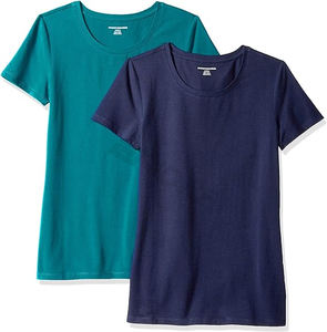 Venta al por mayor de algodón orgánico para mujer Camiseta de cuello redondo Logotipo de impresión personalizada en blanco liso Camisetas De niña para dama - Product Image 1