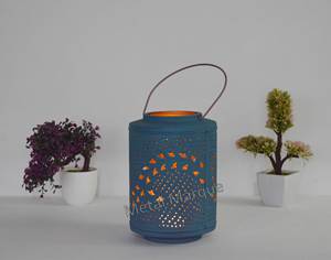 Fantaisie Bleu Chaud Fantaisie Poudre Enduit Décor À La Maison Lanterne Nouveau Style Lanternes Look Classique Bougie Lanterne Intérieur Bougie Navire Petit - Product Image 6