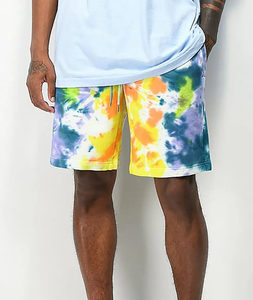 Custom Logo Printed Summer Two-Piece Set for <b>Men</b> Breathable <b>Black</b> <b>Tie</b> Dye Shorts with Solid Pattern OEM Service - Product Image 5