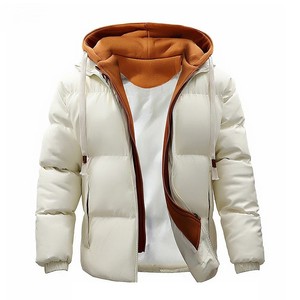 High Quality Custom OEM Printed Customized Logo Hooded <b>Canvas</b> Winter Puffer <b>Jacket</b> for <b>Men</b> Front Logo Waterproof Feature - Product Image 2