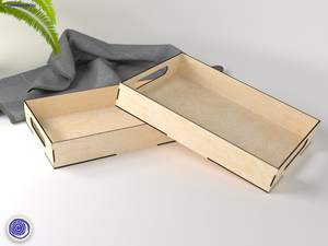 ถาดไม้แบนให้บริการไฟล์ดิจิตอล-Ai SVG EPS-รูปแบบการตัดด้วยเลเซอร์ - Product Image 2