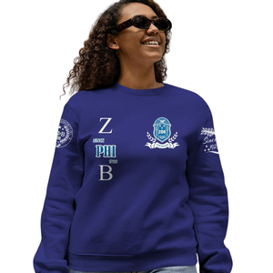 Sweat-shirt à col rond bleu Zeta Phi Beta Sorority Greek 1920 pour femme, pull brodé - Product Image 2