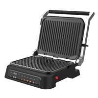 Parrilla de Contacto Digital Eléctrica para 4 Rebanadas, Sandwichera con Pantalla LED, Placas Antiadherentes, Prensa para Panini