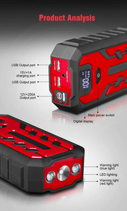 Arrancador de Baterías de Coche de 12V con Pico de 1200A, Banco de Energía Portátil con Cable Integrado, Compatible con Carga Inalámbrica, Pantalla LCD - Product Image 6