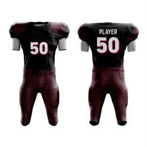 Uniformes de Fútbol Americano Personalizados al por Mayor, Sublimados, de Alta Calidad y Durabilidad, 100% Poliéster y Elastano, Transpirables - Product Image 1