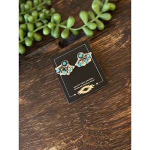 Pendientes de Plata de Ley con Turquesa Étnica Navajo, Diseño Geométrico con Engaste de Bisel, Estilo Moderno para Bodas y Compromisos - Product Image 3