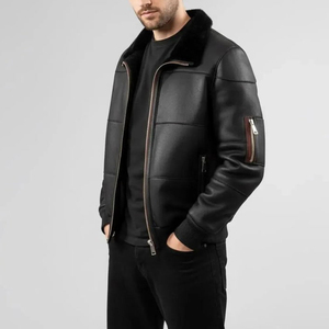 Custom <b>Men</b> Genuine Leather Eco-Friendly Quick Dry Breathable Waterproof Front Logo Lightweight Durable Outerwear Private Label - Product Image 2