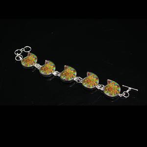 925 plata esterlina Multi amonita piedra preciosa fina clásica cristiana mujer aniversario boda pulsera - Product Image 3