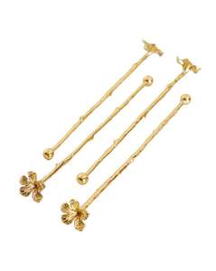 Hot Selling Best Quality Handcrafted Floral End Handle Metal Gold <b>Drink</b> Stirrer in Wholesale Price - Product Image 1