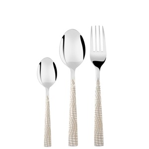 Ensemble de couverts en acier inoxydable élégant avec manche martelé et finition argentée pour la maison, la cuisine, les fêtes, la table à manger, lot de 3 - Product Image 2
