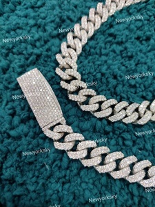 Collar de eslabones cubanos personalizable de plata de ley de alta calidad de 14MM hecho a mano, collar helado con tachuelas de diamantes VVS Moissanite para hombres - Product Image 5