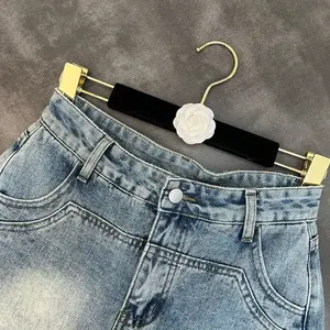 Hot Selling Plus Size Women's Blue Printed Eyes Graffiti Jean <b>Shorts</b> <b>High</b> <b>Waist</b> Breathable with <b>Rip</b> Hole and Butt-Lift Effect - Product Image 5