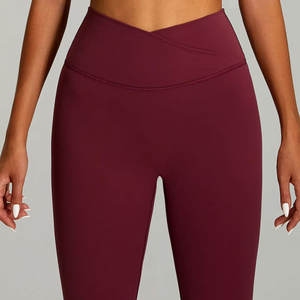 Haute qualité Gym entraînement vêtements de sport taille haute Yoga Leggings taille élastique solide jambe droite pantalons de sport pour un mode de vie actif - Product Image 1