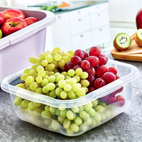 Bac en plastique PP transparent rectangulaire 7L, facile à nettoyer, multi-usages, moderne, pour le rangement et le lavage des fruits et légumes dans la cuisine