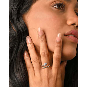 NOVAMART Fine Romantic 925 Sterling <b>Silver</b> Snake Finger <b>Ring</b> <b>Adjustable</b> Band with Pear Cut Diamond Rhodium Plated Cute Style Who - Product Image 4