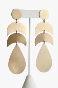 ทำด้วยมือชุบทองทองเหลืองเคลือบเงาต่างหูแฟชั่นหลายรูปทรงเสน่ห์ทำด้วยมือเครื่องประดับต่างหู - Product Image 2