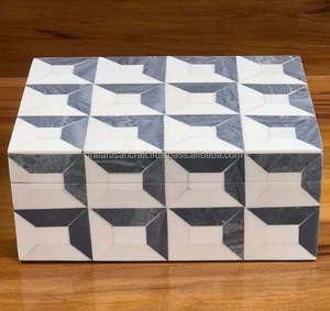 Handmade White and Grey Rectangular Jewelry <b>Box</b> Unique Bone Inlay <b>Keepsake</b> for Home Table Decor - Product Image 5