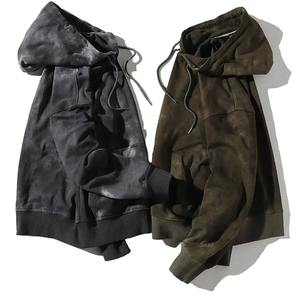 Vente en gros de sweat à capuche tie-dye avec logo personnalisé pour hommes collection hiver col à capuche brodé manches longues uni - Product Image 5