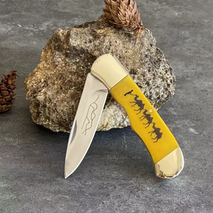 YG21R Silk Road Textur Kamel knochen waage Griff Outdoor Klappmesser EDC Field Survival Multifunktion ales Express Taschen messer - Product Image 5