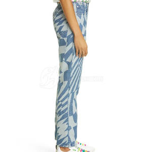 Haute qualité confortable femmes mi jean pantalon respirant dernière conception Logo décoration OEM Service lavé techniques taille XL - Product Image 4