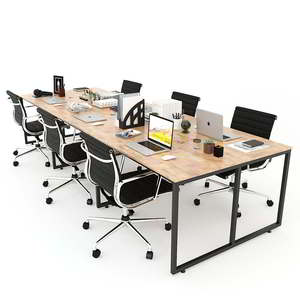 Escritorio Modular de 6 Piezas, 360x120cm, Diseño Tradicional Moderno, Estilo Minimalista, Patas de Madera de Caucho, HBMN013, Muebles de Oficina - Product Image 2