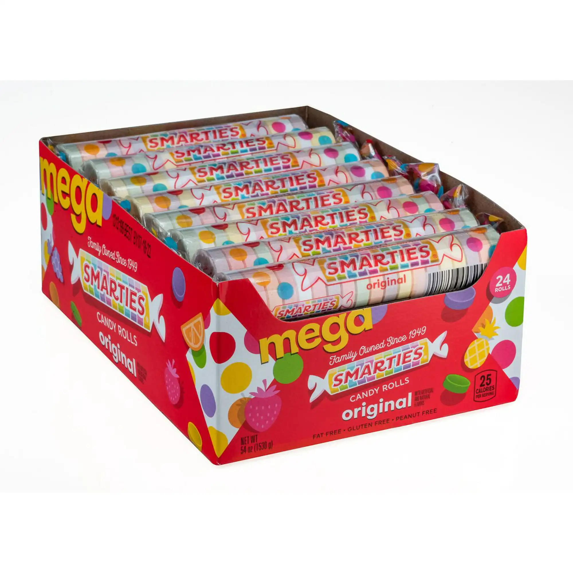 High On Demand Candy, Smarties Hard Candy, Original 15 Tablet Rolls Assorted Flavors, Individually Wrapped (Half-Pound)