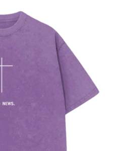 Manufacturer Custom Oversized Washed Cotton <b>TShirt</b> Lavender <b>Purple</b> Religious Cross Print Men Streetwear Vintage Look Casual Tee - Product Image 2