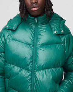 แจ็กเก็ตบุวัสดุโพลีเอสเตอร์แวววาวมีปกและฮู้ดเสื้อแจ็คเก็ตผ้าฝ้ายพิมพ์โลโก้ตามสั่งมาใหม่ - Product Image 2