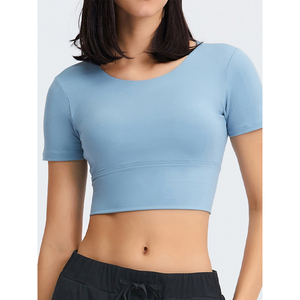 Top personalizado de poliéster y LICRA para entrenamiento, tallas grandes, deportes, cintura alta, secado rápido, gimnasio, yoga para mujer, venta al por mayor, fitness personalizado - Product Image 3