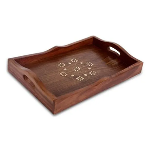 Bandeja de madera Diseño real personalizado Acacia Bandeja de servicio de madera Diseñador de lujo Artesanía Bandeja de madera - Product Image 3