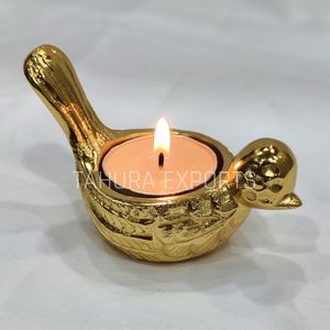 Attractive <b>Marvelous</b> Bird Design Golden Color Tea <b>Light</b> Candle Holder T-<b>Light</b> Holder for Christmas Home Decoration Best Price - Product Image 1