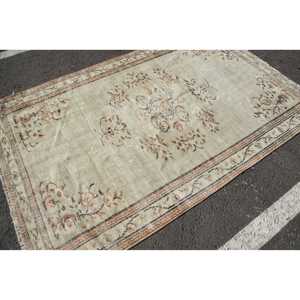 พรมวินเทจสไตล์ตุรกี ขนาด 5x7.8 ฟุต สีเบจน้ำตาล พรมขนสัตว์สไตล์ตะวันตกเฉียงใต้ - Product Image 4