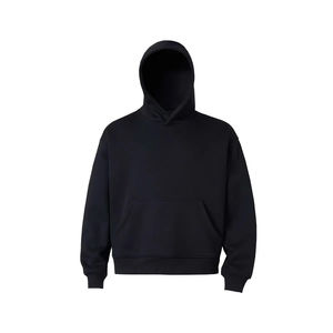 Sudadera con Capucha Negra Unisex, Holgada, Versátil, de Color Sólido, Estilo Americano, con Estampado Invernal, 100% Algodón, 380g, ODM - Product Image 5