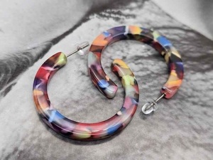 Boucles d'oreilles en résine brodée, bijoux de mode en acier inoxydable faits à la main pour femmes et filles, look classique de mariage, haute qualité - Product Image 2