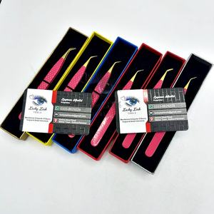 Pinzas de aislamiento de 45 grados de oro rosa oscuro con logotipo personalizado Volumen de agarre de diamante Etiqueta privada Cejas de pestañas de acero inoxidable - Product Image 2