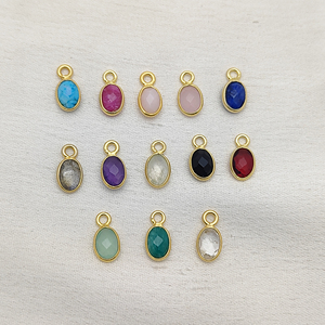 จี้รูปไข่ประดับมูนสโตนสีรุ้งธรรมชาติ ขนาด 4x6 มม. |   จี้เงินแท้ 925 ประดับพลอยเหลี่ยมเพชร - Product Image 6