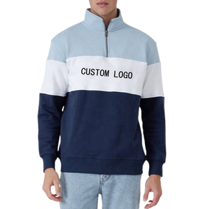 High Quality Oem Custom 100% Cotton Color Block <b>Pullover</b> <b>Jumper</b> 1/4 Quarter Half Zip Sweatshirt for Men - Product Image 1