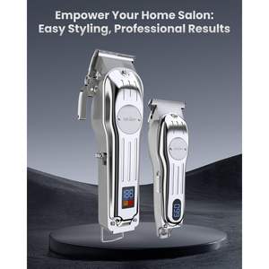 Tondeuse à cheveux sans fil professionnelle pour hommes, kit de toilettage pour barbe, lame en acier inoxydable, alimentée par batterie, en français - Product Image 2