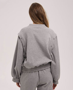 Logo personnalisé motif femmes sweats respirant doux décontracté simple fermeture éclair cordon sweats à capuche veste - Product Image 2