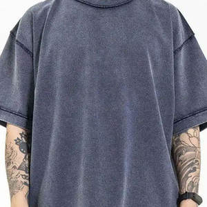 Camiseta de algodón pesado para hombre, ropa de calle personalizada, 300 GSM, hombro caído, diseño sólido, tela de Jersey largo, 100% algodón de alta calidad - Product Image 5