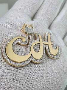 Colgante de oro blanco con inicial personalizada con VVS Iced Out Hip Hop Style 925 Sterling Silver y Diamond Moissanite Jewelry - Product Image 4