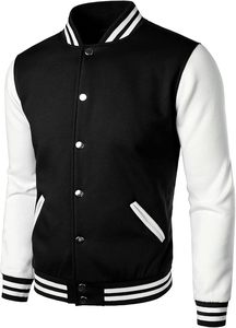 Blouson de baseball formel slim pour homme, service OEM, col montant, empiècements contrastants, écologique, respirant, haute qualité - Product Image 2