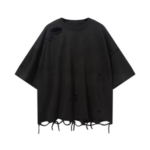 เสื้อยืดผ้าฝ้าย100% แบบกำหนดเองสำหรับผู้ชายเสื้อยืดแฟชั่นแนวสตรีทเสื้อยืดลำลองและทรงหลวมออกแบบได้ตามต้องการ - Product Image 2