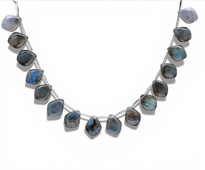 Cuentas de labradorita iridiscente genuina, hebras de piedras preciosas naturales pulidas sueltas para pulsera, collar, fabricación de joyas - Product Image 1