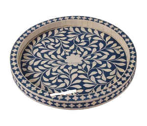 Plateau d'incrustation d'os Plateau de service indien fait à la main de luxe et de haute qualité Prix d'usine direct Plateau de service d'incrustation d'os Hôtel à la maison - Product Image 3