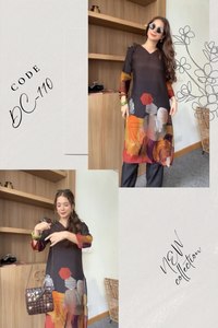Traje Interior Informal de Verano, Estilo A-Line, con Estampado Digital en Georgette, de Alta Calidad - Product Image 3